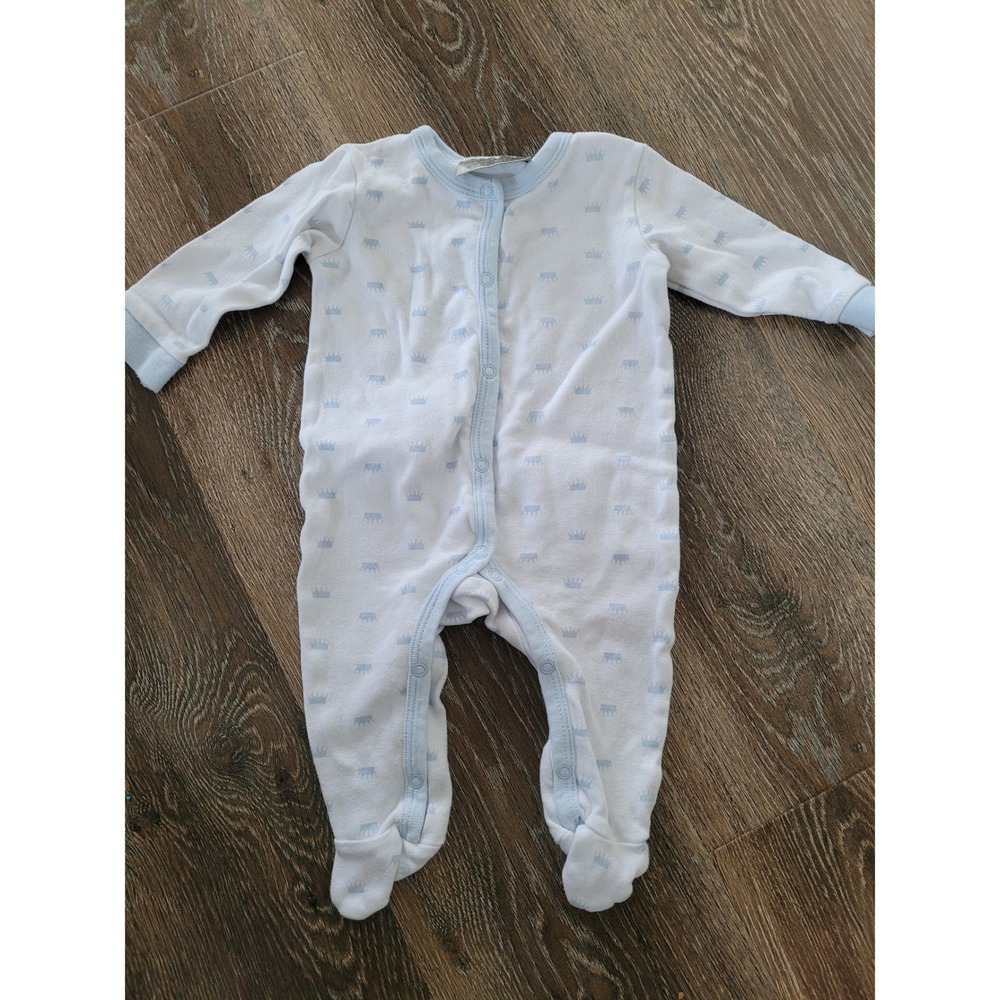 Rock a Bye Baby Boutique Baby Pajamas‎ Sleepsuit Footie Crown Print Blue 3-6M #R